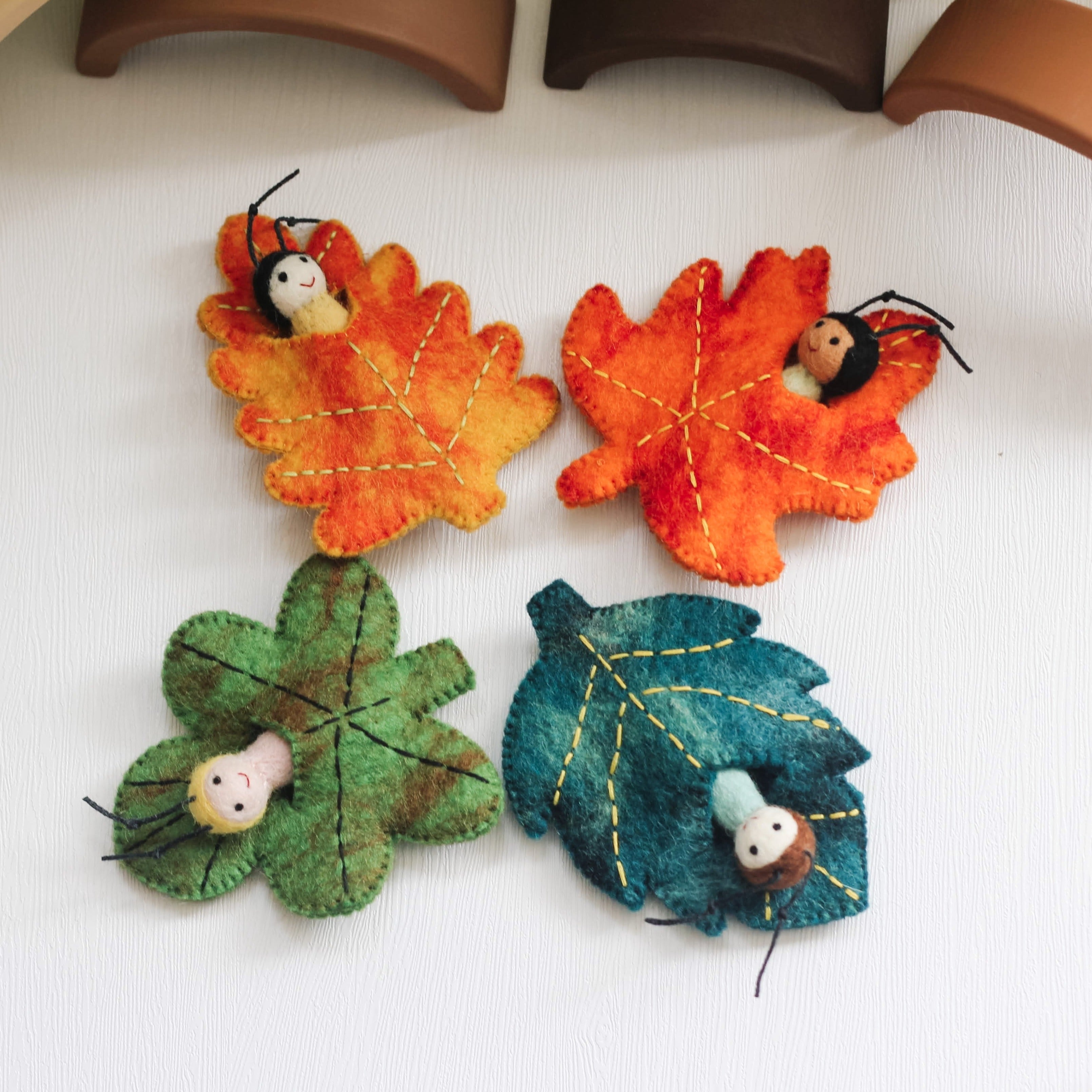 Four Seasons Leaf Baby Play Set Autumn Leaf Baby Puppets Handmade Gift ...