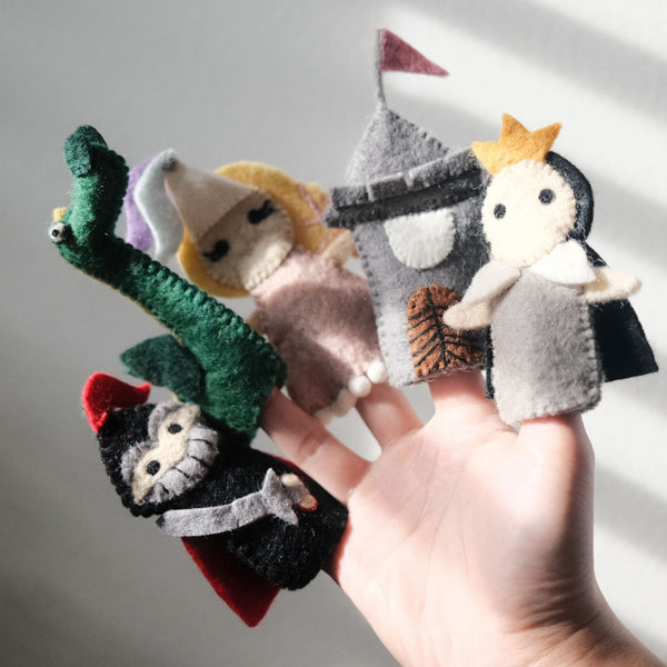 Princess and Knight Felt Finger Puppet Set Handmade Animal Puppet | Play Planet Eco Educational Toy Handmade Gift Shop 