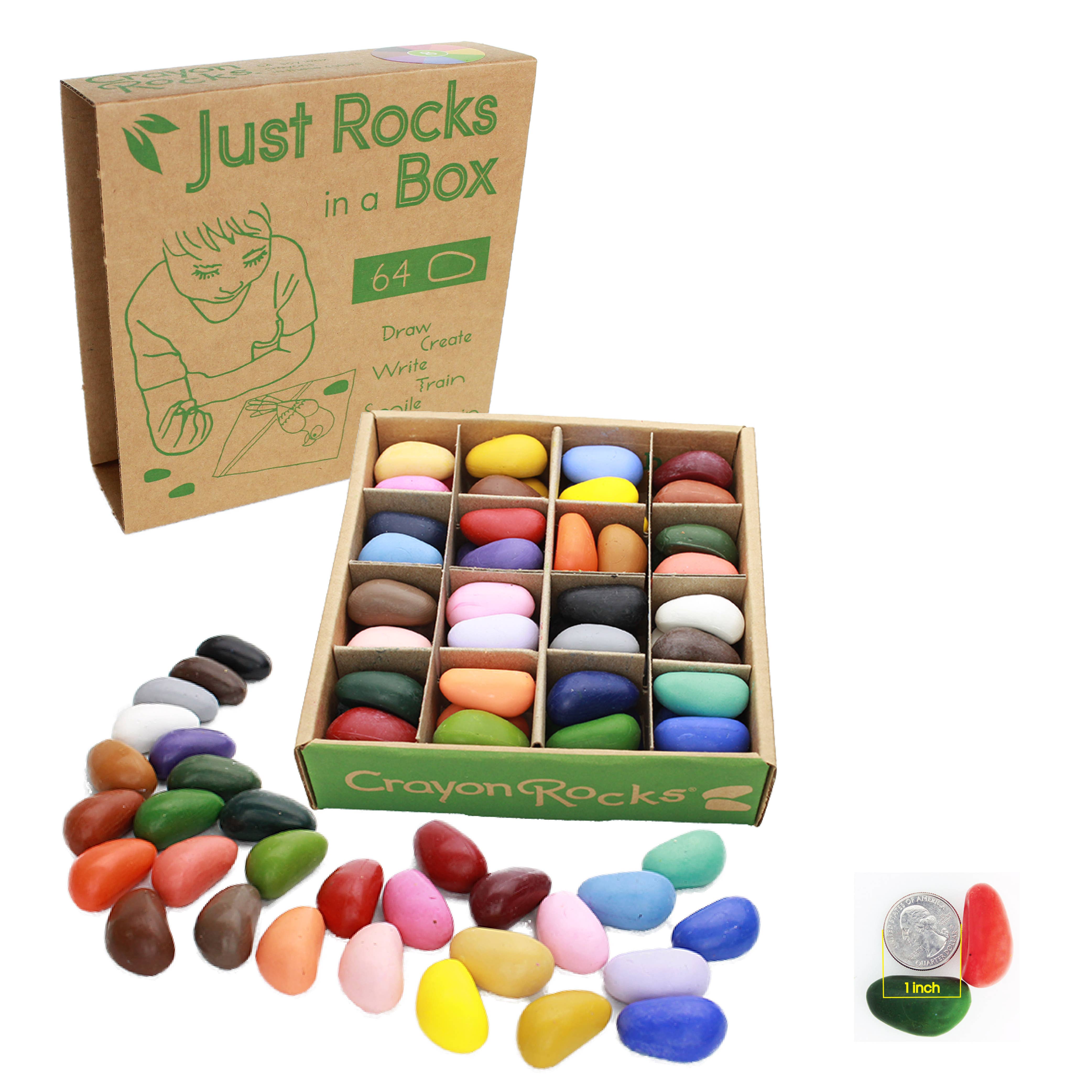 Just Rocks in a Box 32 Pairs Colors - Eco Soy Rock Crayons 64 pieces (2 of  each color)