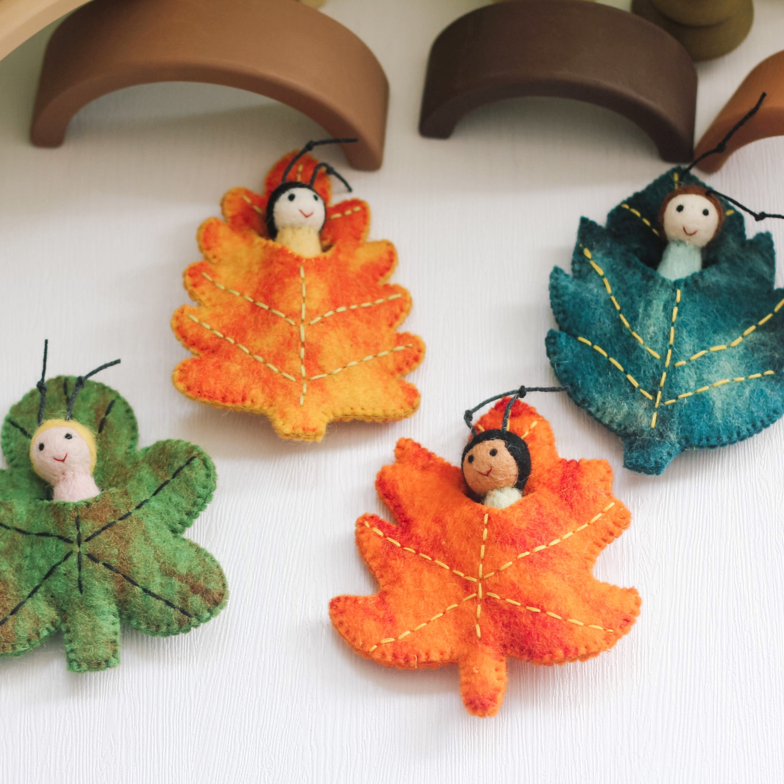 Four Seasons Leaf Baby Play Set Autumn Leaf Baby Puppets Handmade Gift ...