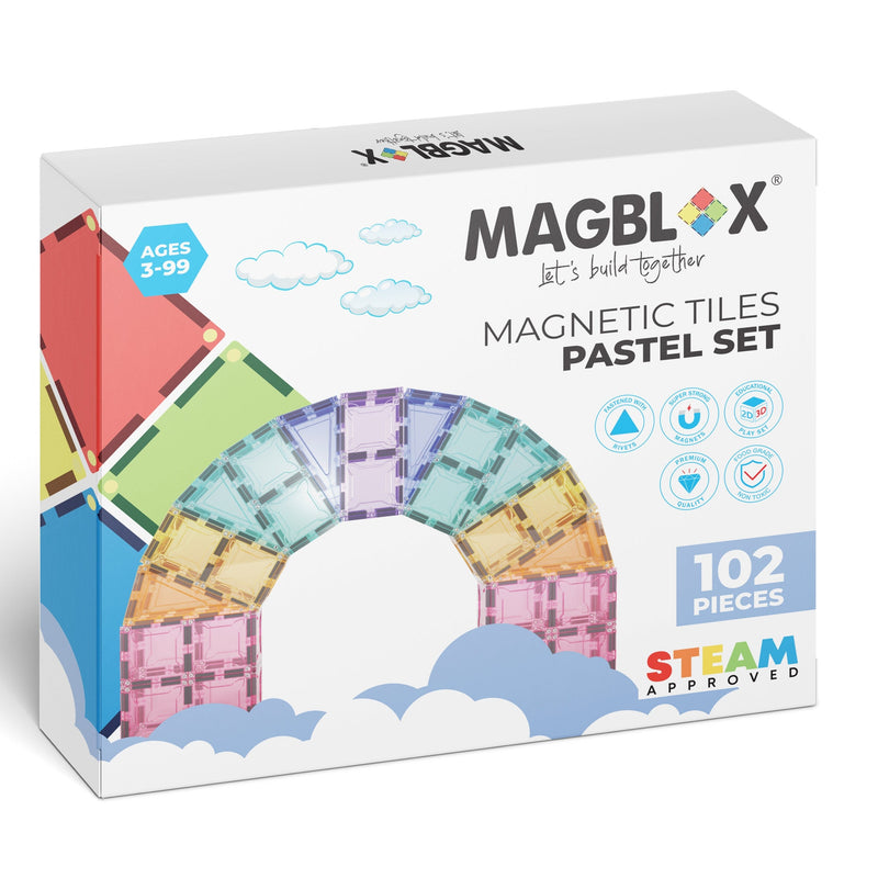 Magblox Magnetic Block Tile Pastel Color Light Colors Set Magnetic Blocks Magbrix by Play Planet