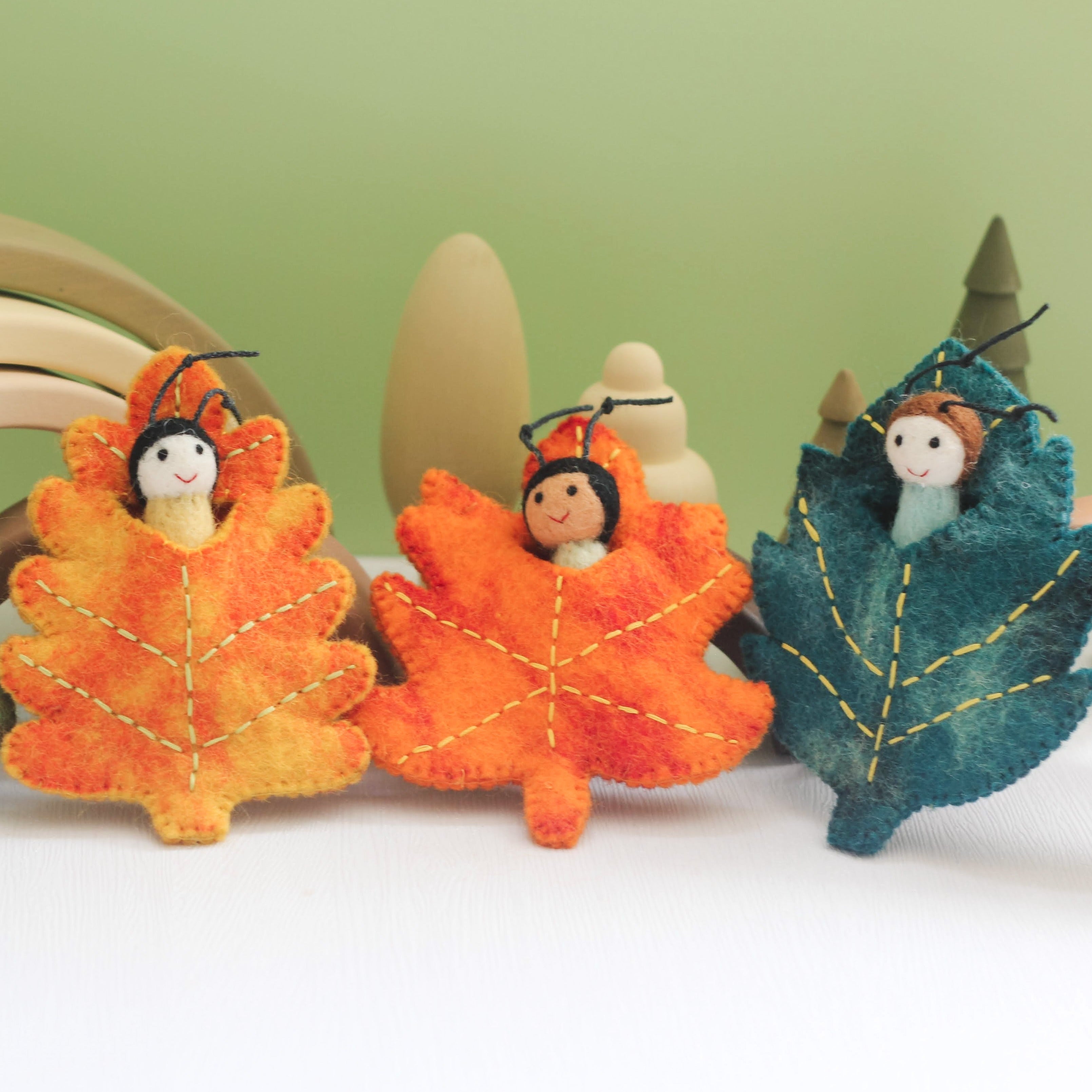Four Seasons Leaf Baby Play Set Autumn Leaf Baby Puppets Handmade Gift ...