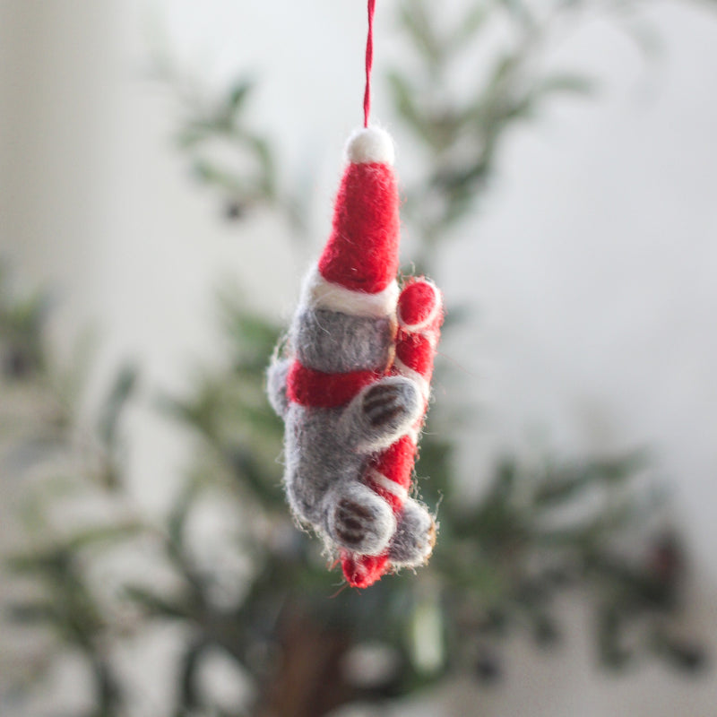 Christmas Sloth Ornament with Candy Cane | Felt Ornaments