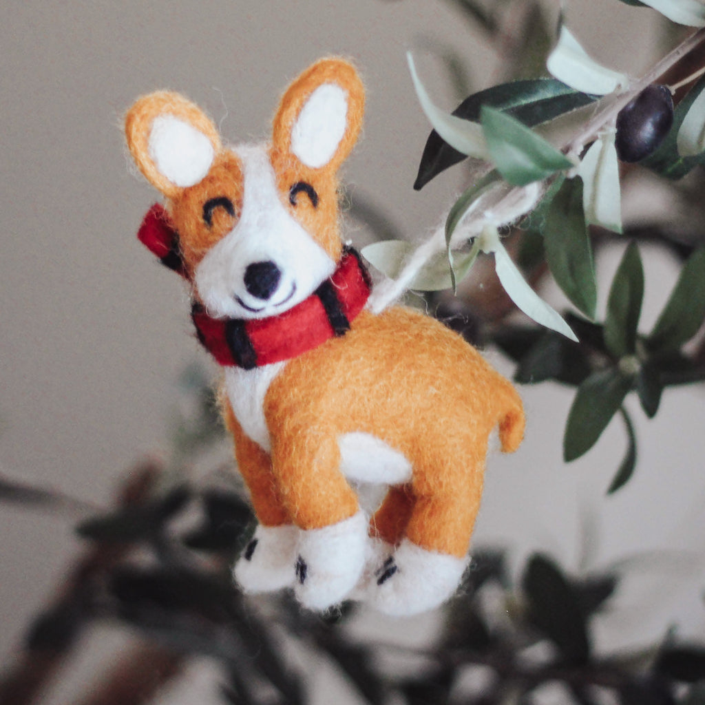 Corgi Dog Christmas Ornament Felt Ornaments Play Planet