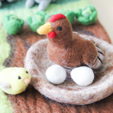 Play Planet Felted Hen and Chicken Set Farm Playscape Toys