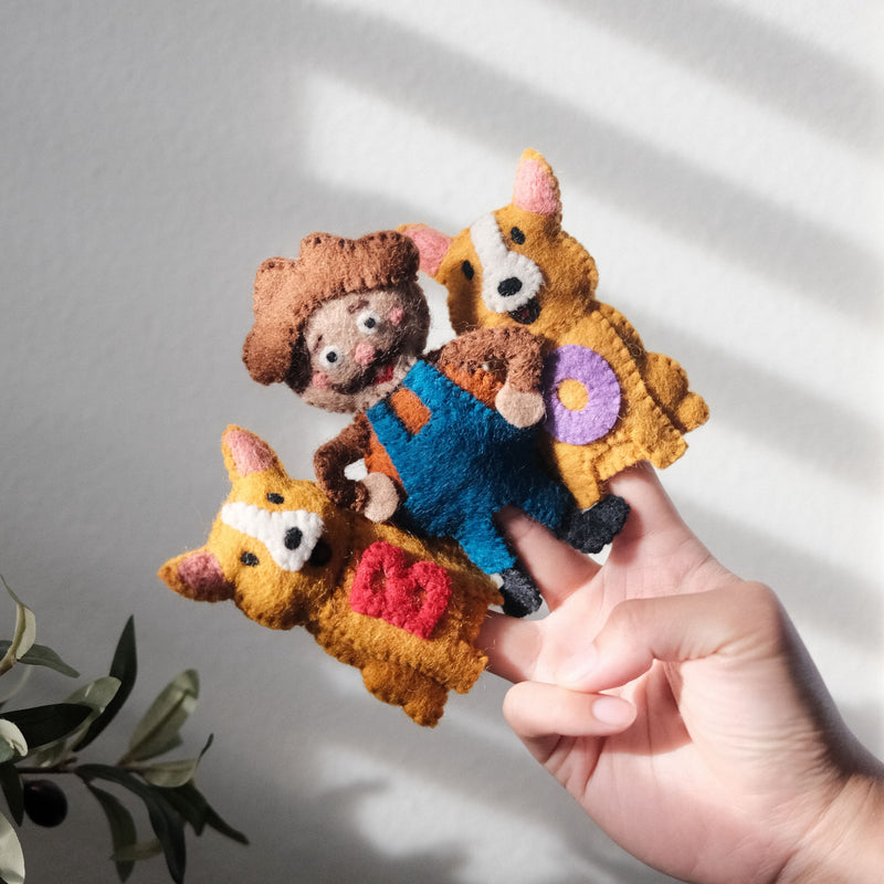 BINGO Nursery Dog Finger Puppet Set, Felt Animal Finger Puppets | Play Planet Eco Educational Toys Handmade Gift Shop