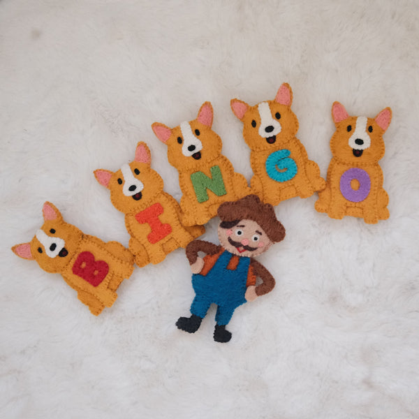 BINGO Nursery Dog Finger Puppet Set, Felt Animal Finger Puppets | Play Planet Eco Educational Toys Handmade Gift Shop