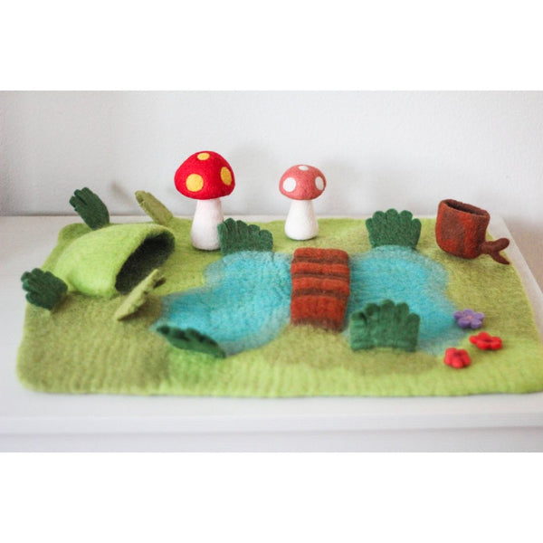 Fairy Garden Pond Felted Play Mat Set Felted Play Mat – Play Planet