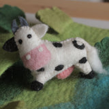Felt Cow, Farm Animal, Felted Milk Cow by Play Planet. Eco-friendly toys made in Nepal and Fair Traded. Biodegradable kids toy. Pretend Play Toy.