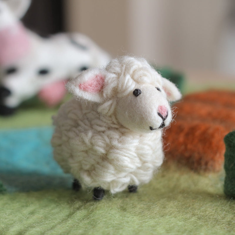 Felt Sheep, Wool Lamb, Wool Sheep, Farm Animal, Felt Barnyard Animal by Play Planet. Eco-friendly educational Toy, Montessori toy, Waldorf doll Toy, Handmade in Nepal and Fair Traded.