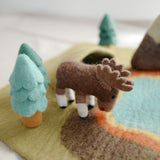 Felt Moose, Felt Moose Finger Puppet, Animal Puppet, Felt Animal by Play Planet. Handcrafted in Nepal and Fair Traded. Biodegradable. Unique Handmade Gift.