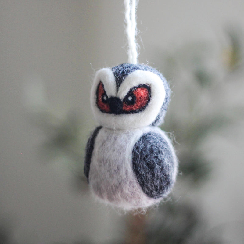 Owl Ornament - Grey | Felt Ornaments