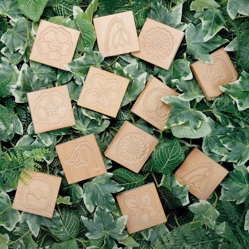 Wooden Sensory Flower Tiles - dough stamps, dough sensory play, open-ended play