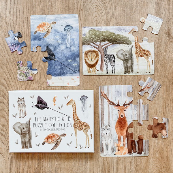 The Majestic Wile Animals Ocean Life Safari Puzzle Collection Designed by Jo Collier Made in Australia