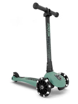 SCOOT AND RIDE US HIGHWAYKICK 3 FOLDABLE SCOOTER BALANCING BIKE FOREST GREEN COLOR WITH LED LIGHT WHEELS AND ADJUSTABLE HEIGHTBY PLAY PLANET