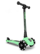 SCOOT AND RIDE US HIGHWAYKICK 3 FOLDABLE SCOOTER BALANCING BIKE KIWI GREEN COLOR WITH LED LIGHT WHEELS AND ADJUSTABLE HEIGHTBY PLAY PLANET