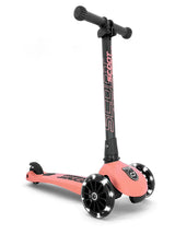 SCOOT AND RIDE US HIGHWAYKICK 3 FOLDABLE SCOOTER BALANCING BIKE PEACH COLOR WITH LED LIGHT WHEELS AND ADJUSTABLE HEIGHT BY PLAY PLANET