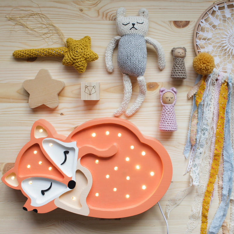 Little Light Baby Fox Lamp Handmade Wooden Lamp Children's Playroom Bedroom E| Play Planet Children Toys