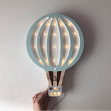 Little Lights wooden lamp hot air balloon baby blue color for baby room, nursey, playroom, kid's room, and modern home. 