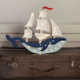 Whale Ship Wooden Light for Pirate Ocean  Playroom Little Light Handmade Wooden Lamp Whale Ship Ocean Under The Sea Collection for Boys or Girls Bedroom, Playroom, Home, Decor, Nursery, Infant Room by Play Planet