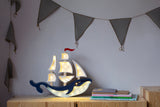 Little Light Handmade Wooden Lamp Whale Ship Ocean Under The Sea Collection for Playroom, Home, Decor, Nursery, Infant Room by Play Planet