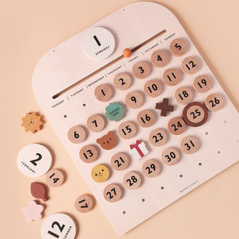 Wooden Magnetic calendar for your kids first play set