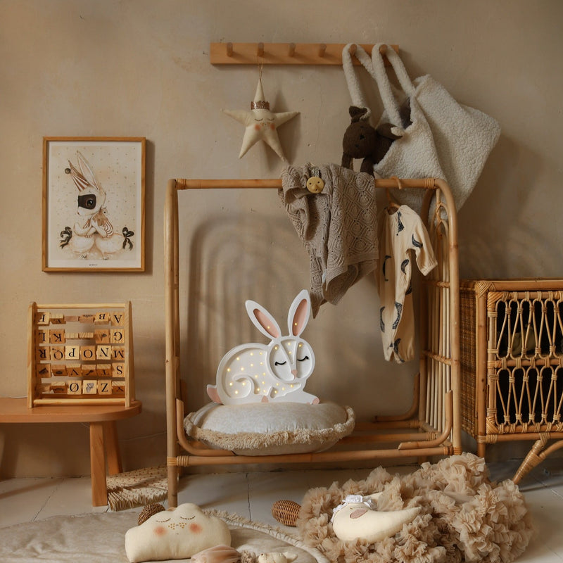 White bunny wooden lamp made in Poland by Little Lights for your children's room