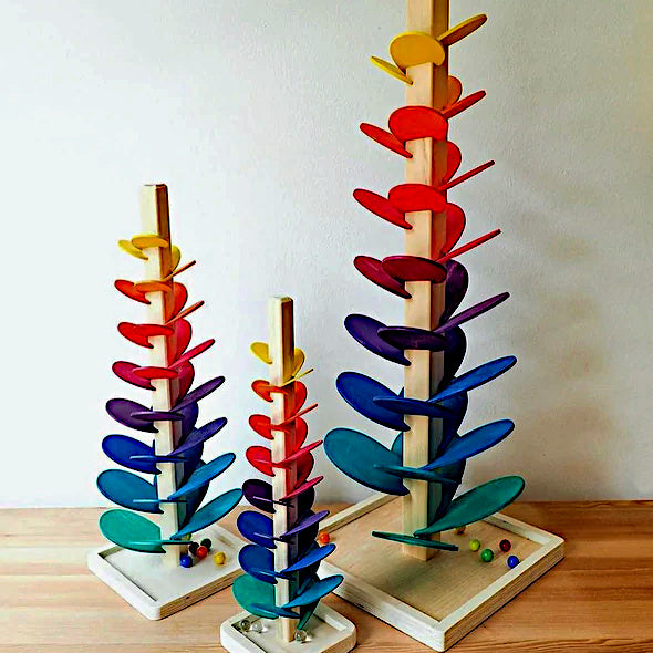 GRÜNSPECHT Rainbow Musical Sound Marble Tree with 6 clear marbles - Small, Medium, or Large by Play Planet 