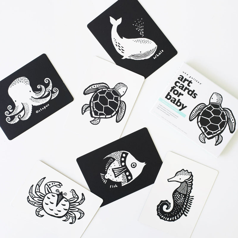 Wee Gallery Baby Art Cards Black and White Cards Ocean Animals by Play Planet Eco-friendly Toys